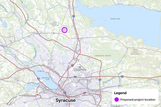 A rendering of the map with the proposed project location